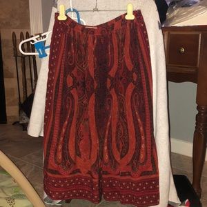 Lucky Brand Red Paisley Midi Skirt
